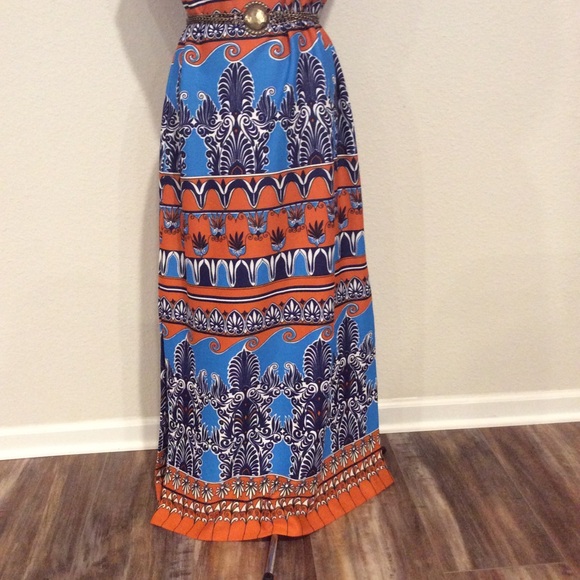 SOLD 70s Best Print goddess Column maxi dress - Picture 3 of 9